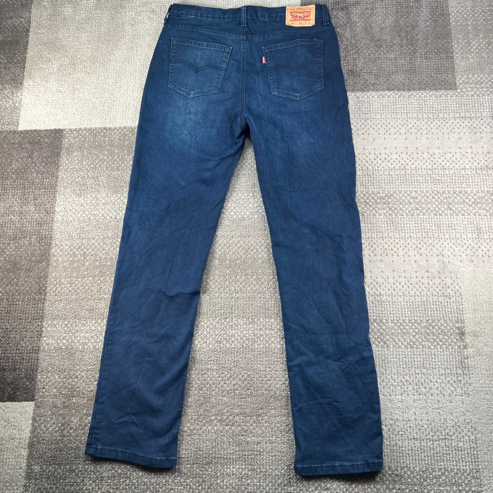 Levis 502 Regular Taper Jeans Womens 30x32 Dark Wash Blue Denim Whiskered - Picture 5 of 10
